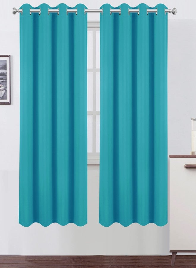 LEMOMO 100% Blackout Curtains 52 x 72 Inch/Teal Curtains 2 Panels with Black Lining Room Darkening Thermal Insulated Bedroom Curtains - Image 2